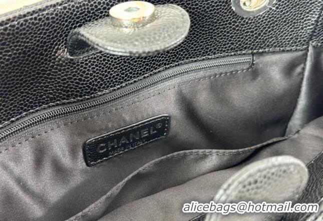 Top Quality Chanel Grained Calfskin Small Shopping Bag 50994 Black/Silver 2024