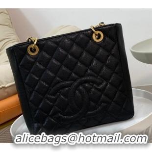 Best Quality Chanel Grained Calfskin Small Shopping Bag 50994 Black/Gold 2024