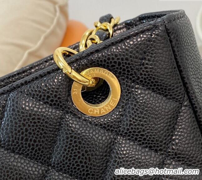 Best Quality Chanel Grained Calfskin Small Shopping Bag 50994 Black/Gold 2024