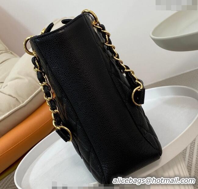 Best Quality Chanel Grained Calfskin Small Shopping Bag 50994 Black/Gold 2024