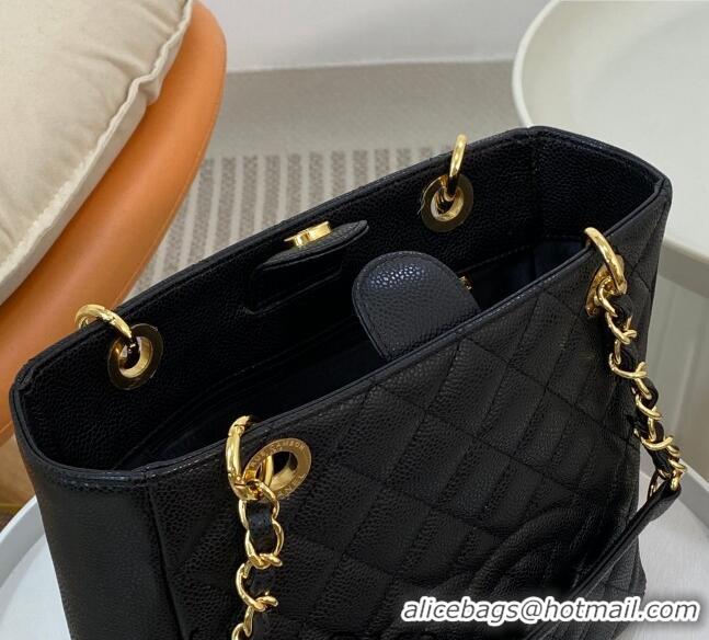 Best Quality Chanel Grained Calfskin Small Shopping Bag 50994 Black/Gold 2024