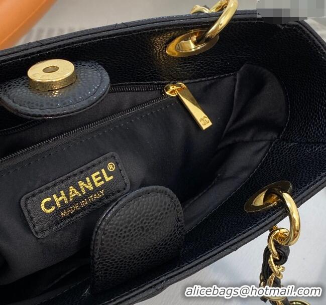 Best Quality Chanel Grained Calfskin Small Shopping Bag 50994 Black/Gold 2024