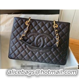 Trendy Design Chanel Grained Calfskin Shopping Bag 20995 Black/Gold 2024