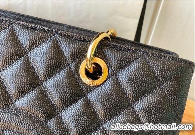 Trendy Design Chanel Grained Calfskin Shopping Bag 20995 Black/Gold 2024