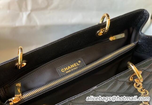 Trendy Design Chanel Grained Calfskin Shopping Bag 20995 Black/Gold 2024