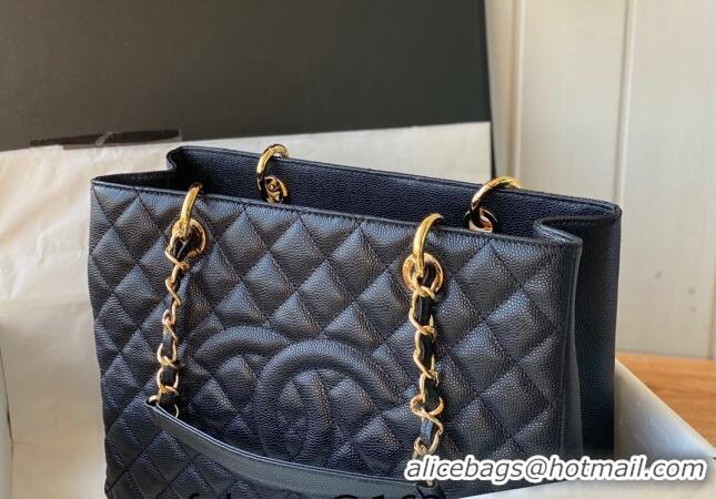 Trendy Design Chanel Grained Calfskin Shopping Bag 20995 Black/Gold 2024