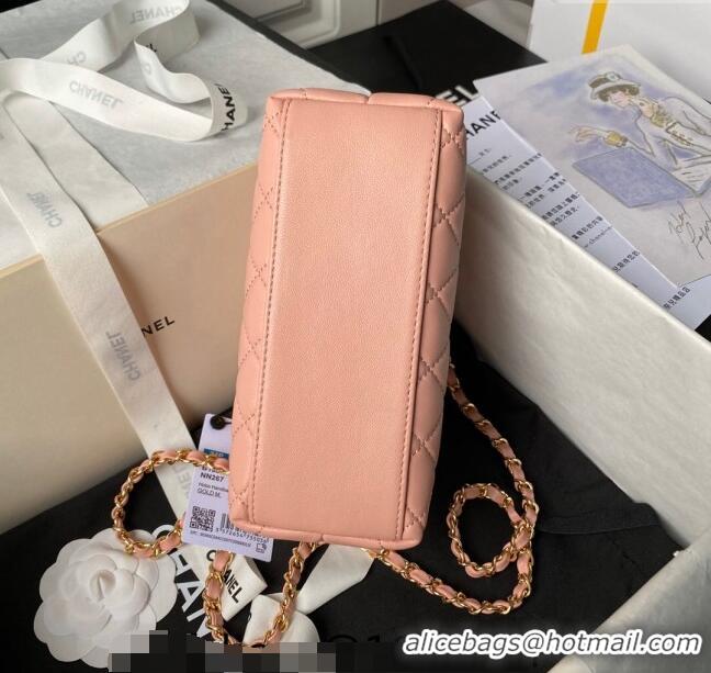 Promotional Chanel Shiny Crumpled Calfskin Clutch with Heart Chain AP3787 Light Pink 2024