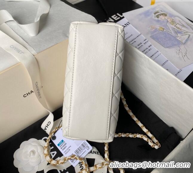 Grade Quality Chanel Shiny Crumpled Calfskin Clutch with Heart Chain AP3787 White 2024