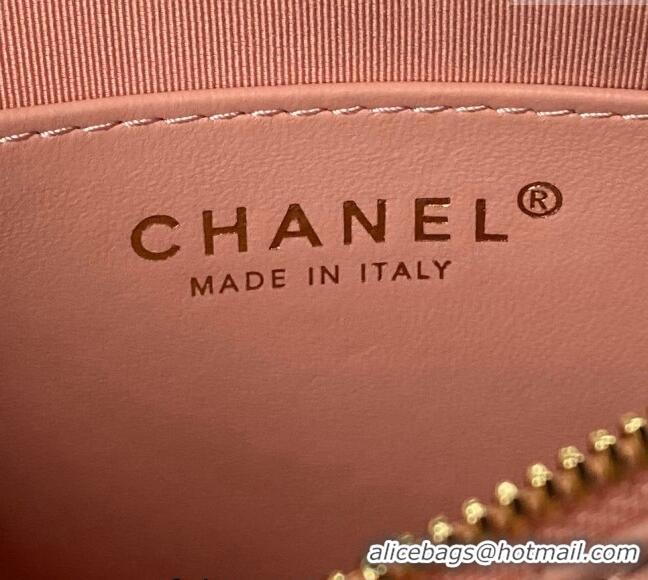 Best Product Chanel Shiny Crumpled Calfskin Hobo Clutch with Heart Chain AP3786 Light Pink 2024