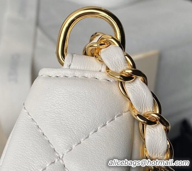 Promotional Chanel Shiny Crumpled Calfskin Hobo Clutch with Heart Chain AP3786 White 2024