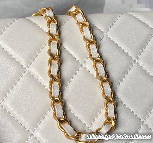 Trendy Design Chanel Shiny Lambskin Waist Bag with CC Charm Chain AP4113 White 2024