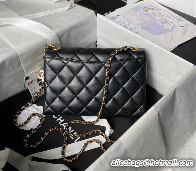 Grade Design Chanel Shiny Lambskin Small Flap Bag with CC Charm Chain AS4967 Black 2024