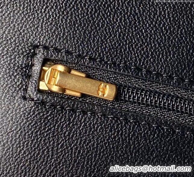 Super Quality Chanel Shiny Wallet On Chain WOC with CC Charm AP3938 Black 2024