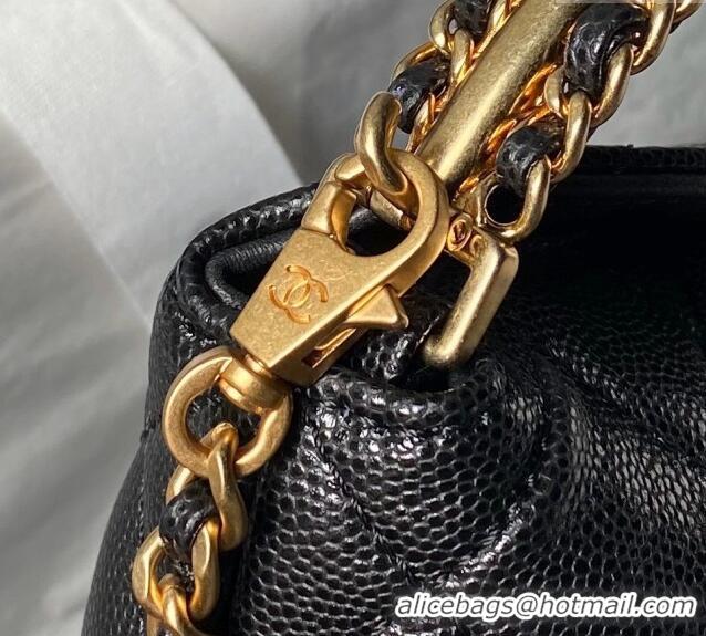 Good Looking Chanel Grained Shiny Calfskin Clutch with Chain and Top Handle AP4066 Black 2024