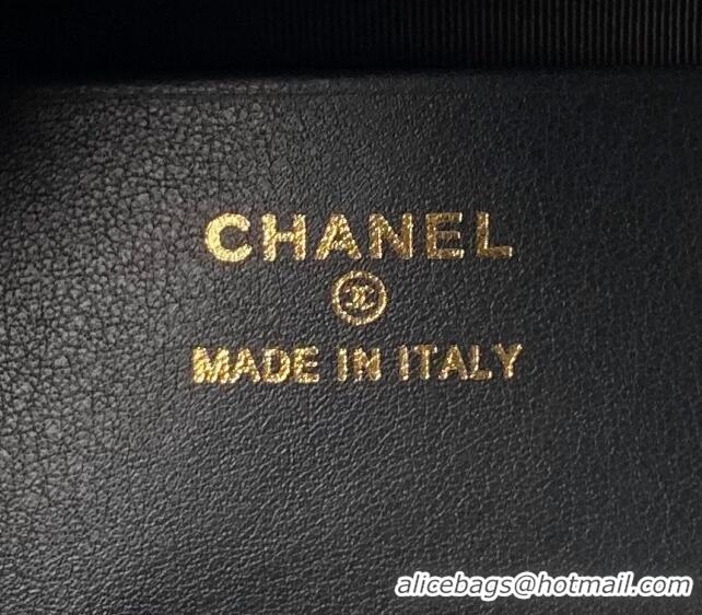 Good Looking Chanel Grained Shiny Calfskin Clutch with Chain and Top Handle AP4066 Black 2024