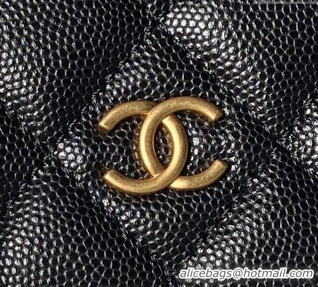 Good Looking Chanel Grained Shiny Calfskin Clutch with Chain and Top Handle AP4066 Black 2024