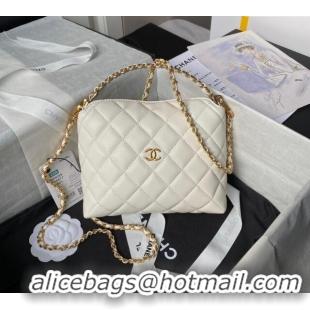 Well Crafted Chanel Grained Shiny Calfskin Clutch with Chain and Top Handle AP4066 White 2024