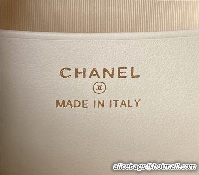 Well Crafted Chanel Grained Shiny Calfskin Clutch with Chain and Top Handle AP4066 White 2024