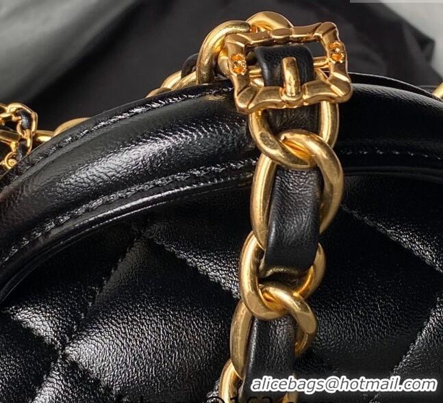 Buy Cheap Chanel Shiny Lambskin Mini Flap Bag with Top Handle and Buckle Chain AS4992 Black 2024