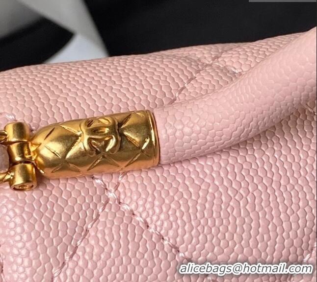 Buy Discount Chanel Grained Calfskin Mini Flap Bag with Top Handle AS4956 Light Pink 2024