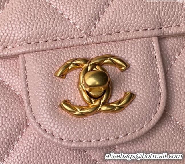 Buy Discount Chanel Grained Calfskin Mini Flap Bag with Top Handle AS4956 Light Pink 2024