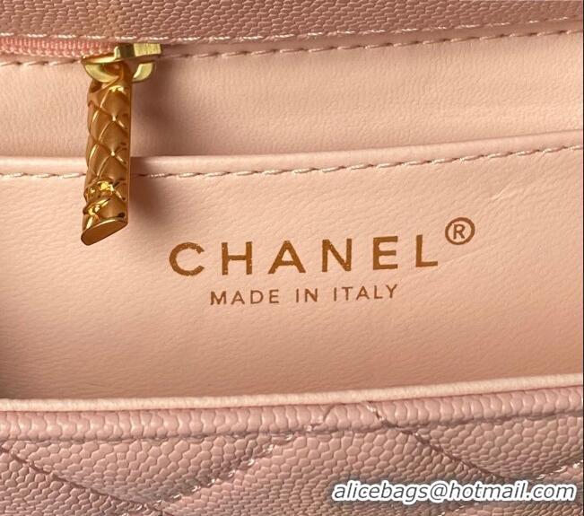 Buy Discount Chanel Grained Calfskin Mini Flap Bag with Top Handle AS4956 Light Pink 2024