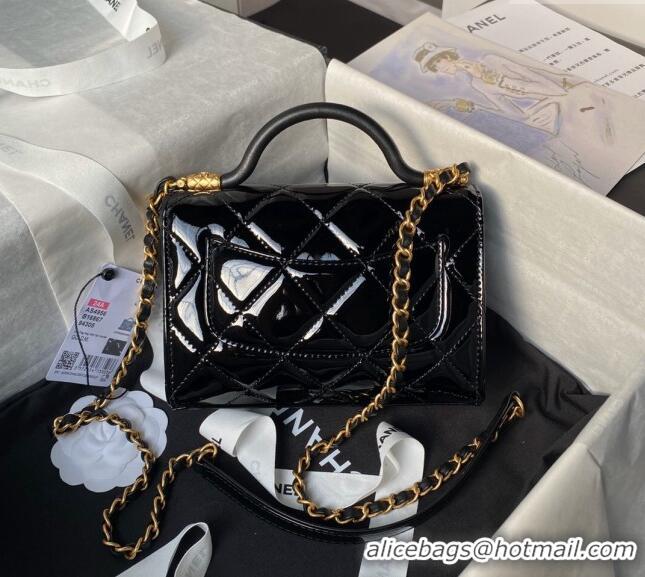 Most Popular Chanel Grained Calfskin Mini Flap Bag with Top Handle AS4956 Black 2024