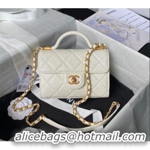 Trendy Design Chanel Grained Calfskin Mini Flap Bag with Top Handle AS4956 White 2024