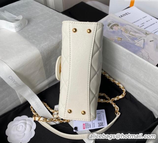 Trendy Design Chanel Grained Calfskin Mini Flap Bag with Top Handle AS4956 White 2024