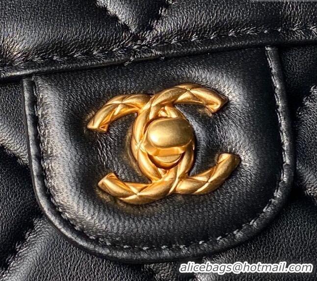 Reasonable Price Chanel Lambskin Small Flap Bag with Top Handle AS4957 Black 2024