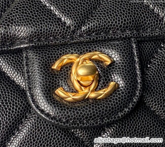 Top Quality Chanel Grained Calfskin Small Flap Bag with Top Handle AS4957 Black 2024