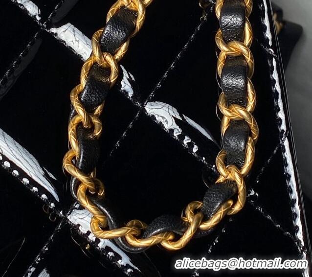 Buy Fashionable Chanel Patent Calfskin Small Flap Bag with Top Handle AS4957 Black 2024