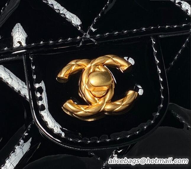 Buy Fashionable Chanel Patent Calfskin Small Flap Bag with Top Handle AS4957 Black 2024