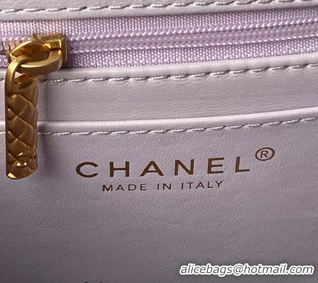 Low Cost Chanel Lambskin Small Flap Bag with Top Handle AS4957 Light Purple 2024