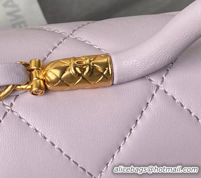 Low Cost Chanel Lambskin Small Flap Bag with Top Handle AS4957 Light Purple 2024