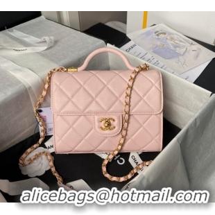 Affordable Price Chanel Lambskin Small Flap Bag with Top Handle AS4957 Light Pink 2024