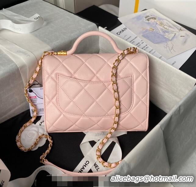 Affordable Price Chanel Lambskin Small Flap Bag with Top Handle AS4957 Light Pink 2024