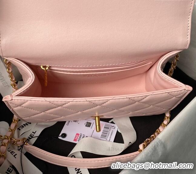 Affordable Price Chanel Lambskin Small Flap Bag with Top Handle AS4957 Light Pink 2024