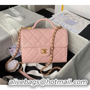 Trendy Design Chanel Grained Calfskin Small Flap Bag with Top Handle AS4957 Light Pink 2024