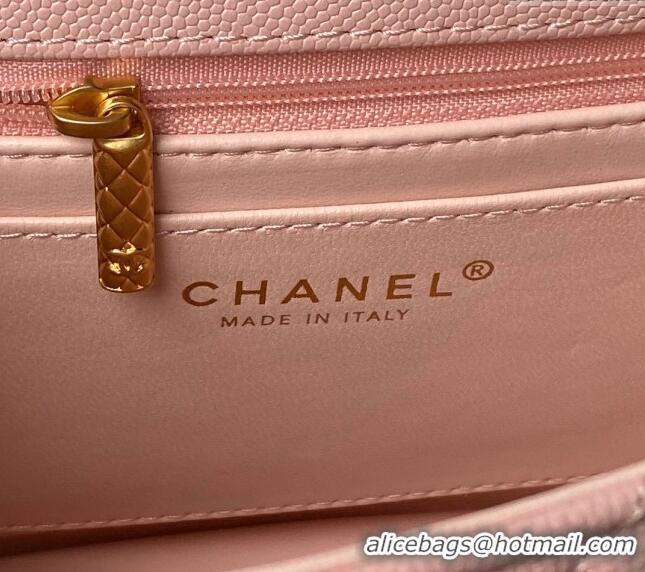 Trendy Design Chanel Grained Calfskin Small Flap Bag with Top Handle AS4957 Light Pink 2024