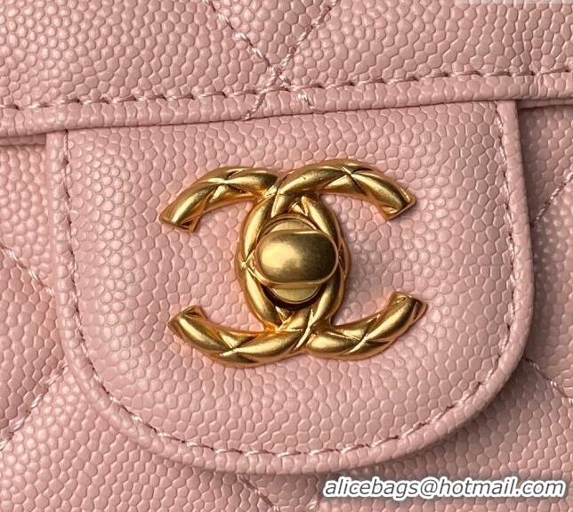 Trendy Design Chanel Grained Calfskin Small Flap Bag with Top Handle AS4957 Light Pink 2024