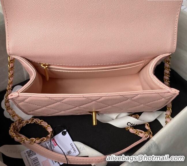 Trendy Design Chanel Grained Calfskin Small Flap Bag with Top Handle AS4957 Light Pink 2024