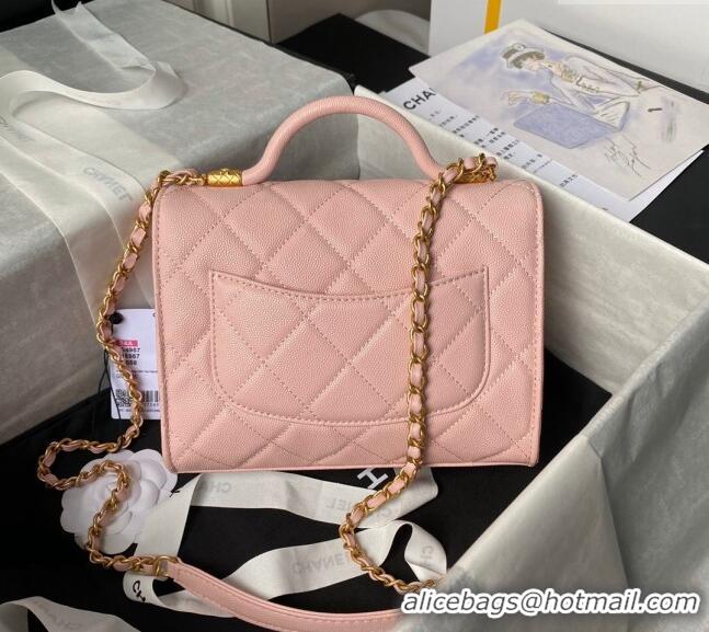 Trendy Design Chanel Grained Calfskin Small Flap Bag with Top Handle AS4957 Light Pink 2024