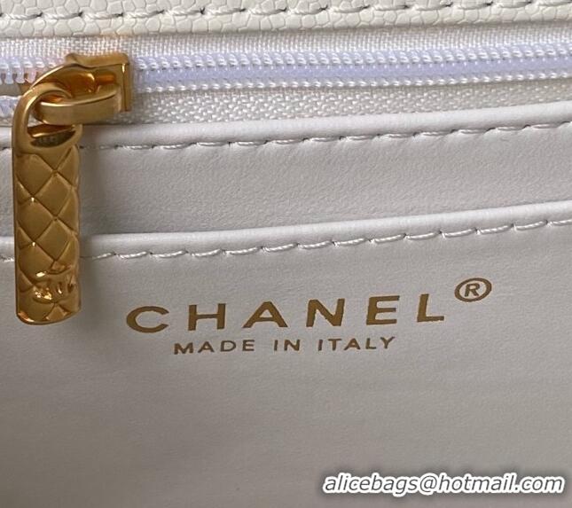 Unique Grade Chanel Grained Calfskin Small Flap Bag with Top Handle AS4957 White 2024