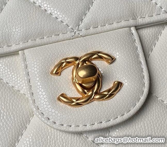 Unique Grade Chanel Grained Calfskin Small Flap Bag with Top Handle AS4957 White 2024