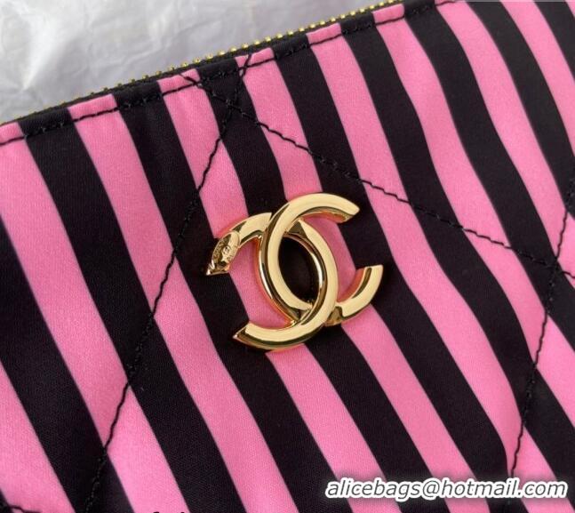 New Fashion Chanel Coco Beach Printed Fabric Large Hobo Bag AS4698 Pink/Black 2024