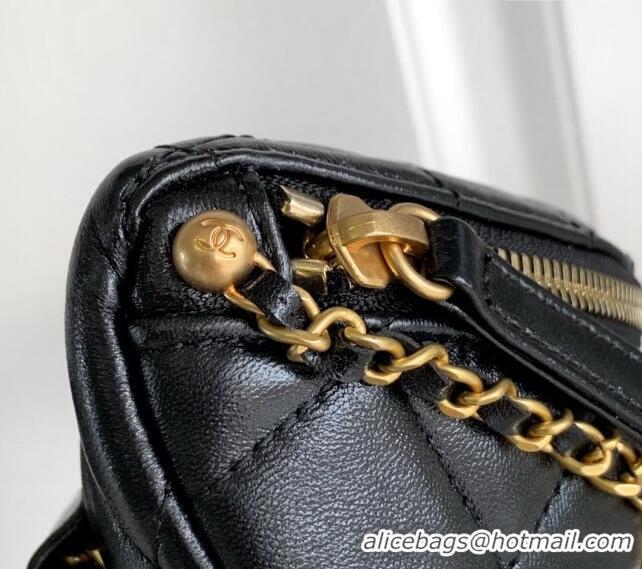 Super Quality Chanel Shiny Lambskin Waist Bag with Pearls AS4991 Black 2024