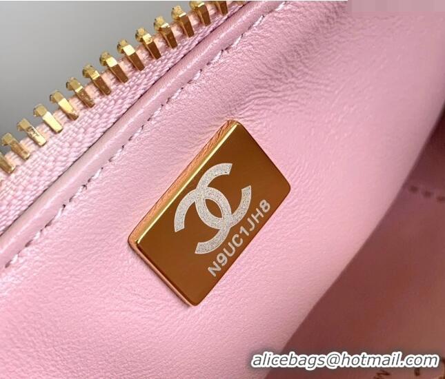 Best Grade Chanel Shiny Lambskin Waist Bag with Pearls AS4991 Pink 2024