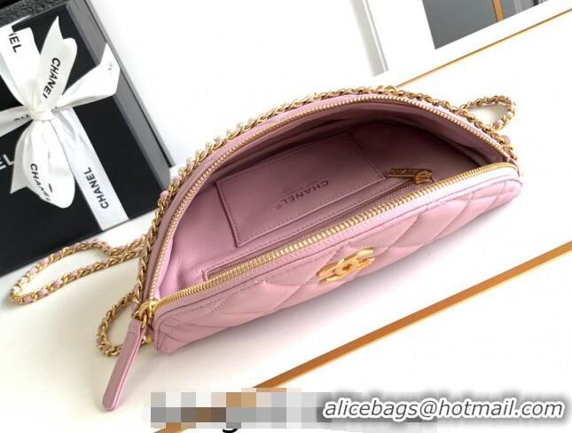 Best Grade Chanel Shiny Lambskin Waist Bag with Pearls AS4991 Pink 2024