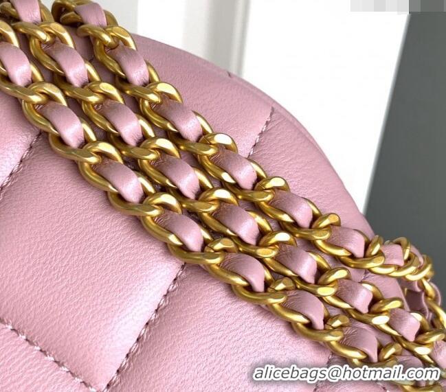 Best Grade Chanel Shiny Lambskin Waist Bag with Pearls AS4991 Pink 2024